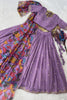 Amazing Lavender Cosmos Silk Designer Lehenga Choli with Floral Printed Dupatta for Wedding