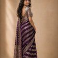 Royal Purple Georgette Woven Jacquard Designer Saree for Wedding