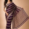 Royal Purple Georgette Woven Jacquard Designer Saree for Wedding