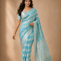 Gracefull Sky Blue Georgette Woven Jacquard Designer Saree for Wedding