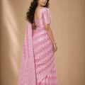 Beautiful Baby Pink Georgette Woven Jacquard Designer Saree for Wedding
