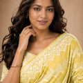 Premium Yellow Georgette Woven Jacquard Designer Saree for Wedding