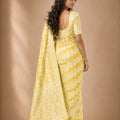 Premium Yellow Georgette Woven Jacquard Designer Saree for Wedding