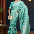 Royal Sea Green Georgette Woven Jacquard Designer Saree for Wedding