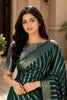 Gracefull Teal Green Georgette Woven Jacquard Designer Saree for Wedding