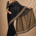 Elegant Black Chiffon Woven Jacquard Designer Saree with Rich Border for Wedding