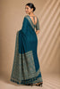 Royal Teal Blue Chiffon Woven Jacquard Designer Saree Rich Border for Wedding