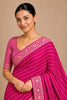 Beautiful Rani Pink Chiffon Woven Jacquard Designer Saree for Wedding