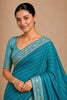 Stylish Sky Blue Chiffon Woven Jacquard Designer Saree with Rich Border for Wedding