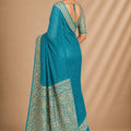 Stylish Sky Blue Chiffon Woven Jacquard Designer Saree with Rich Border for Wedding