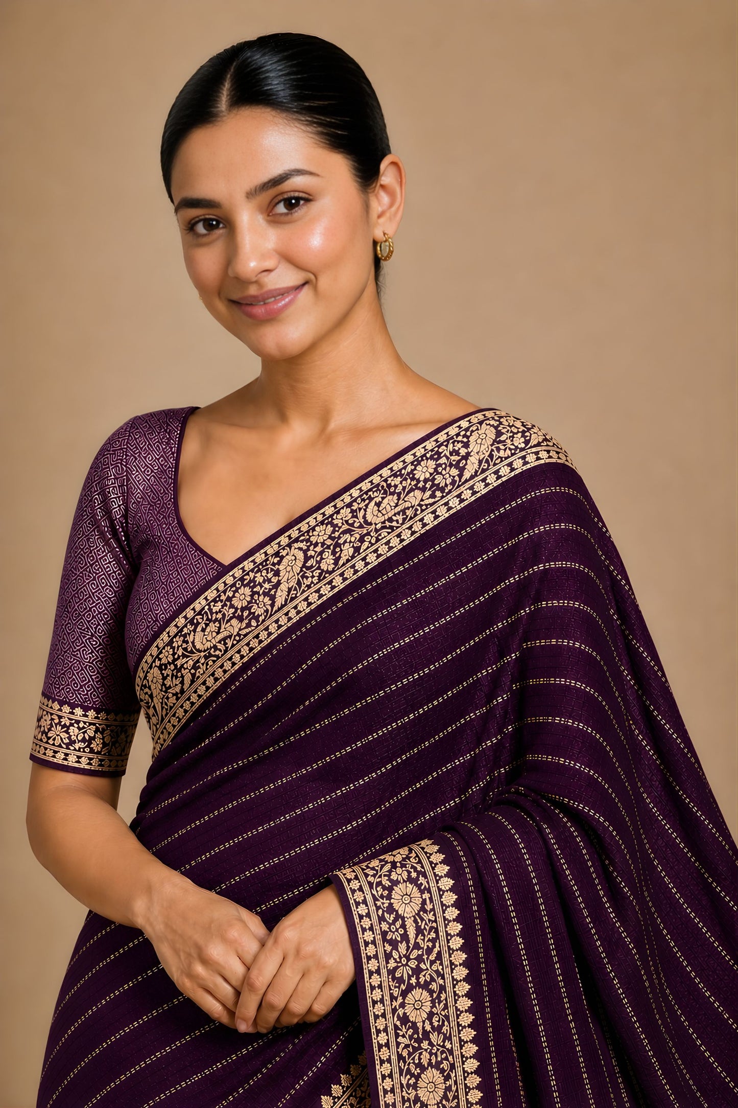 Gracefull Purple Chiffon Woven Jacquard Designer Saree Rich Border for Wedding