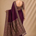 Gracefull Purple Chiffon Woven Jacquard Designer Saree Rich Border for Wedding