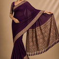 Gracefull Purple Chiffon Woven Jacquard Designer Saree Rich Border for Wedding