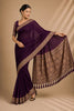 Gracefull Purple Chiffon Woven Jacquard Designer Saree Rich Border for Wedding