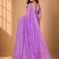 Stylish Lavender Chiffon Woven Jacquard Saree Rich Border for Wedding