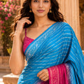 Royal Sky Blue Crepe Woven Jacquard Saree Border for Wedding