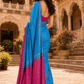 Royal Sky Blue Crepe Woven Jacquard Saree Border for Wedding