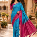 Royal Sky Blue Crepe Woven Jacquard Saree Border for Wedding