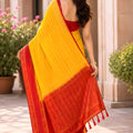 Elegant Mustard Yellow Crepe Woven Jacquard Saree for Wedding