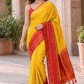 Elegant Mustard Yellow Crepe Woven Jacquard Saree for Wedding