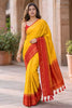 Elegant Mustard Yellow Crepe Woven Jacquard Saree for Wedding
