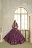 Stunning Wine Butterfly Net Designer Lehenga Choli with Heavy Embroidery Work for Wedding