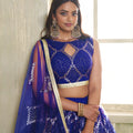 Royal Blue Butterfly Net Designer Lehenga Choli with Heavy Embroidery Work for Wedding