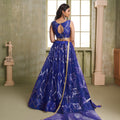 Royal Blue Butterfly Net Designer Lehenga Choli with Heavy Embroidery Work for Wedding
