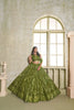 Elegant Olive Green Butterfly Net Designer Lehenga Choli with Heavy Embroidery Work for Wedding