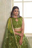 Elegant Olive Green Butterfly Net Designer Lehenga Choli with Heavy Embroidery Work for Wedding