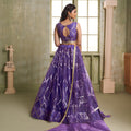 Premium Purple Butterfly Net Designer Lehenga Choli with Heavy Embroidery Work for Wedding
