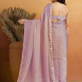 Beautiful Lavender Organza Saree Lace Border for Wedding