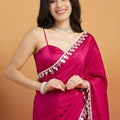 Stylish Rani Pink Organza Saree Lace Border for Wedding