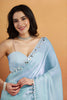 Royal Sky Blue Organza Saree Lace Border for Wedding