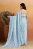 Royal Sky Blue Organza Saree Lace Border for Wedding
