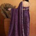 Beautiful Purple Organza Saree Lace Border for Wedding