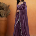 Beautiful Purple Organza Saree Lace Border for Wedding