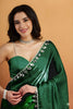 Elegant Bottle Green Organza Saree Lace Border for Wedding