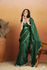 Elegant Bottle Green Organza Saree Lace Border for Wedding
