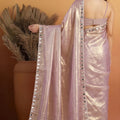 Elegant Lavender Organza Saree Lace Border for Wedding