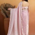 Beautiful Baby Pink Organza Saree Lace Border for Wedding