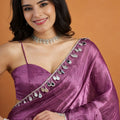 Stylish Mauve Organza Saree Lace Border for Wedding