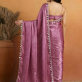 Stylish Mauve Organza Saree Lace Border for Wedding