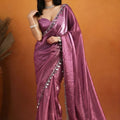 Stylish Mauve Organza Saree Lace Border for Wedding