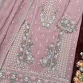 Beautiful Mauve Chiffon Embroidery Work Straight Palazzo Suit