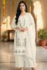 Royal Off White Chiffon Embroidery Work Straight Palazzo Suit