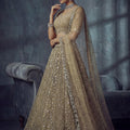 Premium Beige Net Lehenga Choli with Heavy Embroidery Work for Wedding