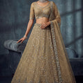 Premium Beige Net Lehenga Choli with Heavy Embroidery Work for Wedding