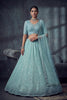 Stylish Sky Blue Net Lehenga Choli with Heavy Embroidery Work for Wedding
