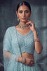 Stylish Sky Blue Net Lehenga Choli with Heavy Embroidery Work for Wedding